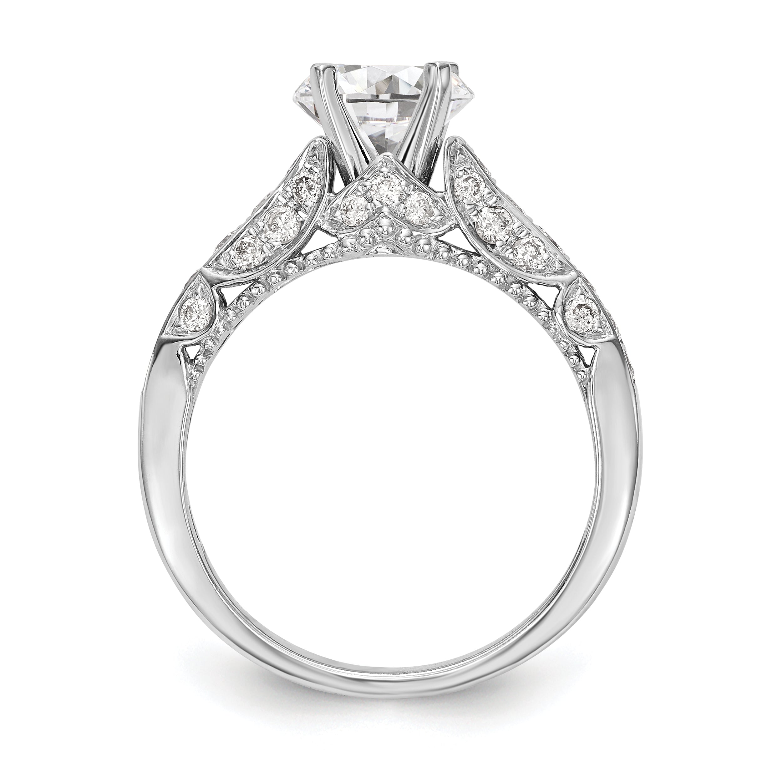 14k White Gold Diamond Semi-mount Ring