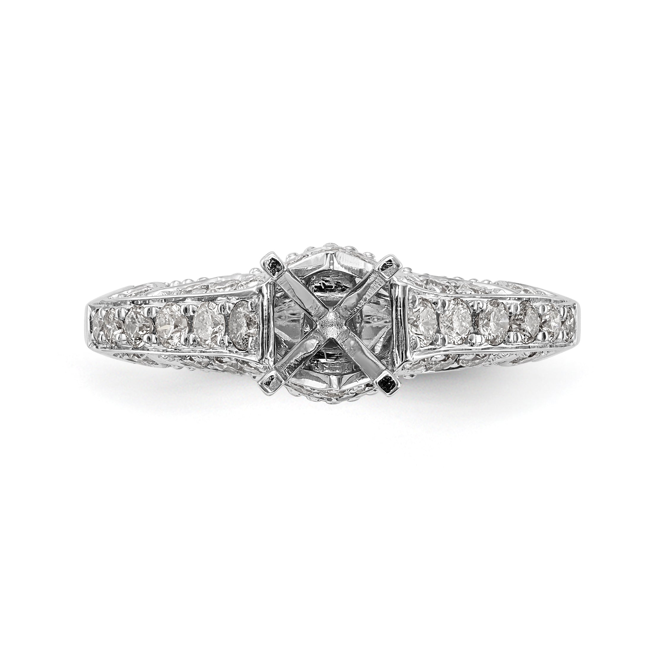 14k White Gold Diamond Semi-mount Ring