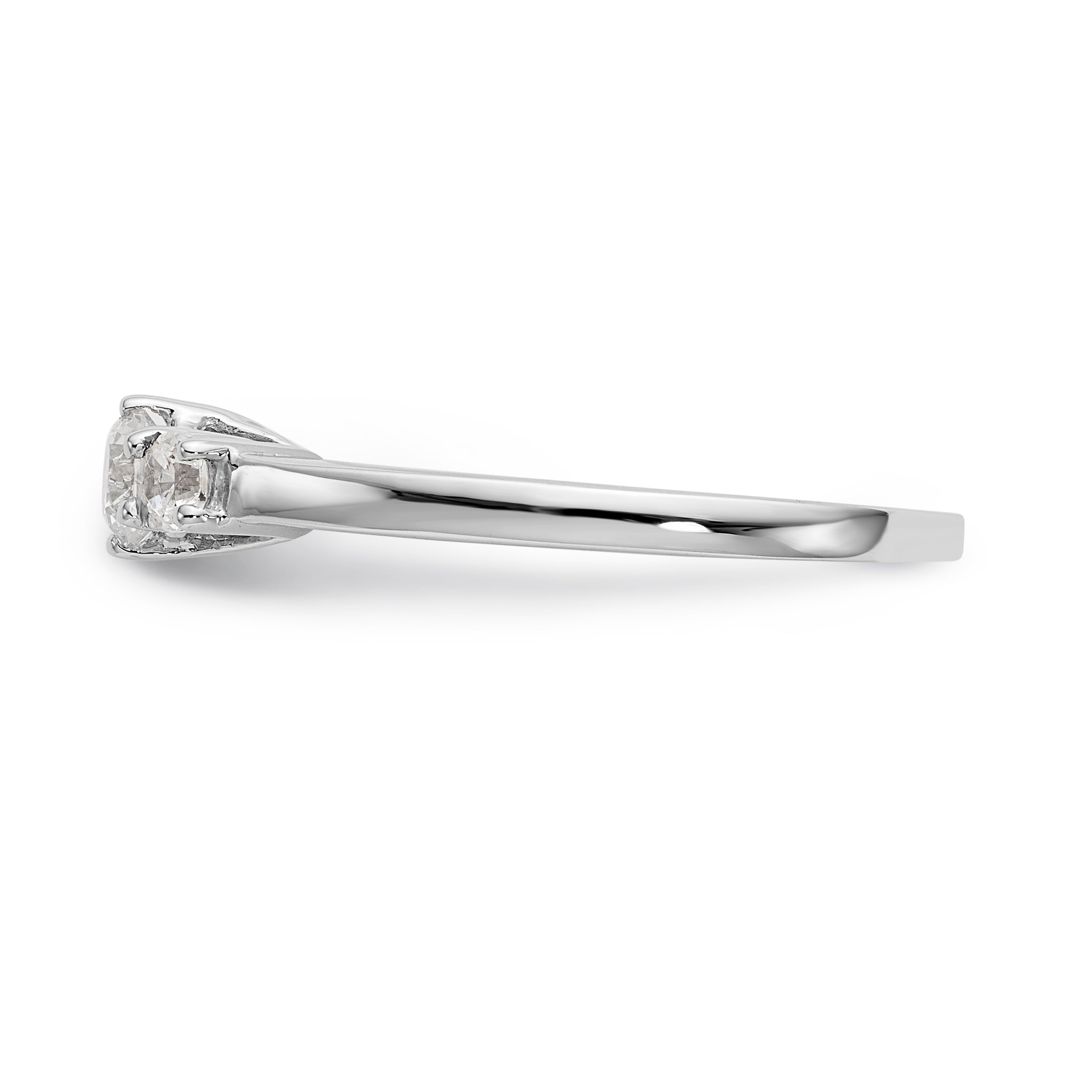 14K White Gold 3-Stone (Holds 1/4 carat (4.1mm) Round Center) Includes 2-2.7mm Round Side Diamonds Semi-Mount Engagement Ring