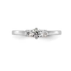 14K White Gold 3-Stone (Holds 1/4 carat (4.1mm) Round Center) Includes 2-2.7mm Round Side Diamonds Semi-Mount Engagement Ring