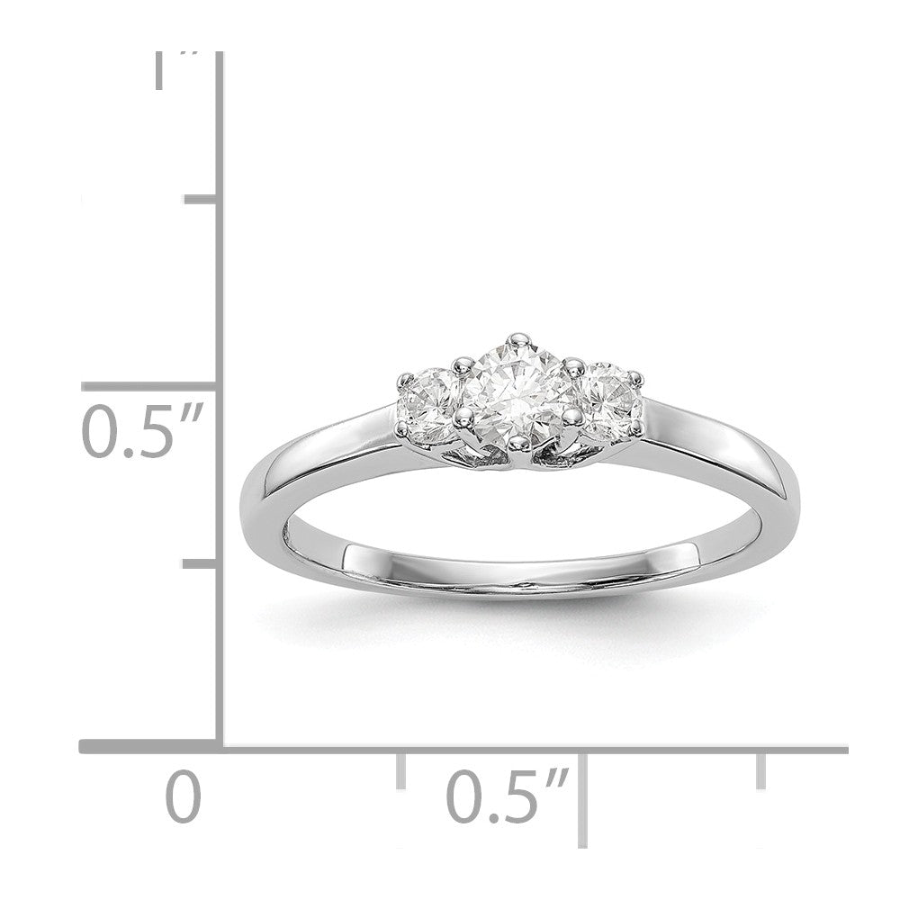 14K White Gold 3-Stone Diamond Semi-Mount Engagement Ring