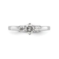 14K White Gold 3-Stone (Holds 1/4 carat (4.1mm) Round Center) Includes 2-3.1mm Round Side Diamonds Semi-Mount Engagement Ring