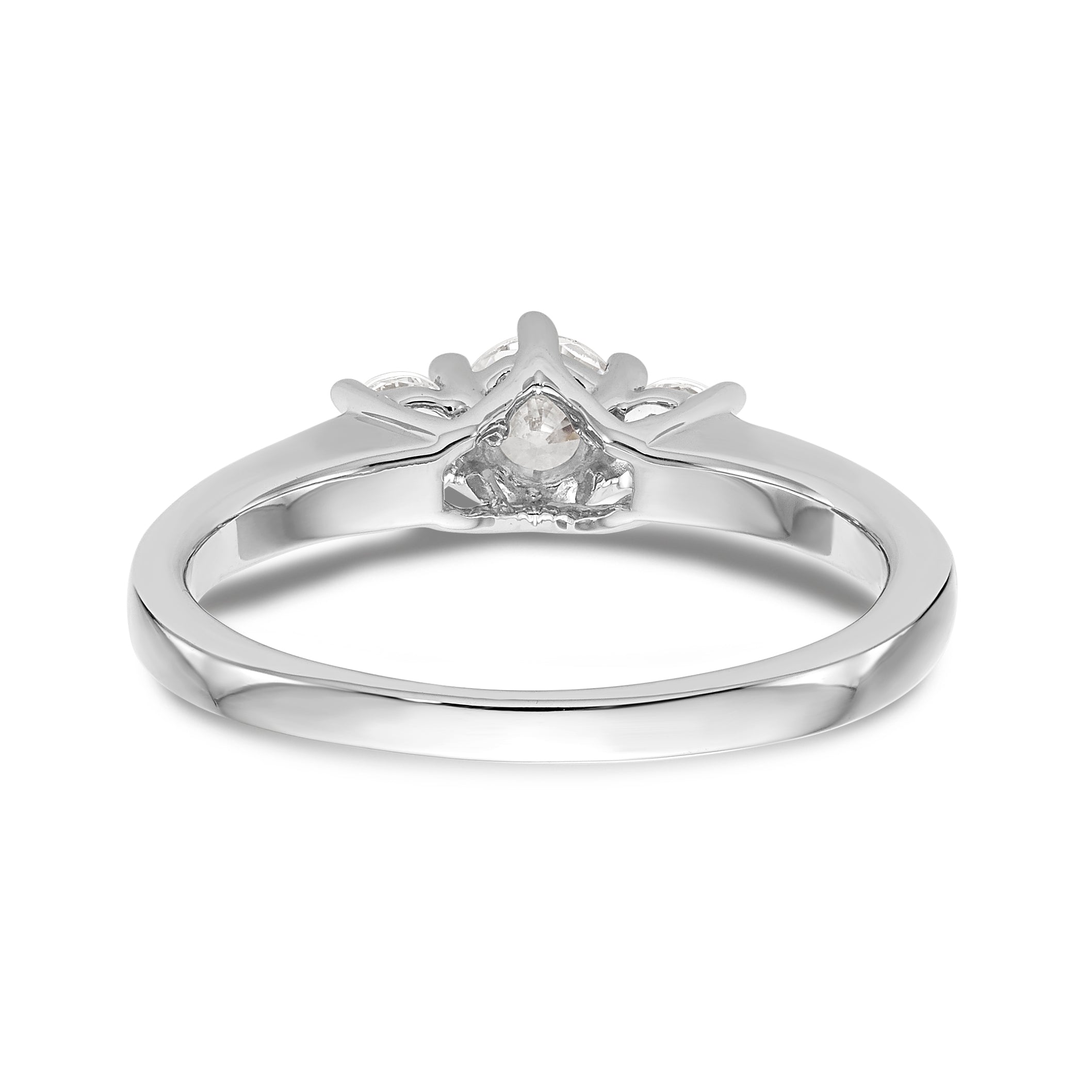 14K White Gold 3-Stone (Holds 1/4 carat (4.1mm) Round Center) Includes 2-3.1mm Round Side Diamonds Semi-Mount Engagement Ring