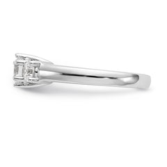 14K White Gold 3-Stone (Holds 1/2 carat (5.2mm) Round Center) Includes 2-4.0mm Round Side Diamonds Semi-Mount Engagement Ring