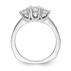 14K White Gold 3-Stone (Holds 1/2 carat (4.7mm) Round Center) Includes 2-4.00mm Round Side Diamonds Semi-Mount Engagement Ring