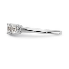 14K White Gold 3-Stone (Holds 1/2 carat (4.7mm) Round Center) Includes 2-4.00mm Round Side Diamonds Semi-Mount Engagement Ring