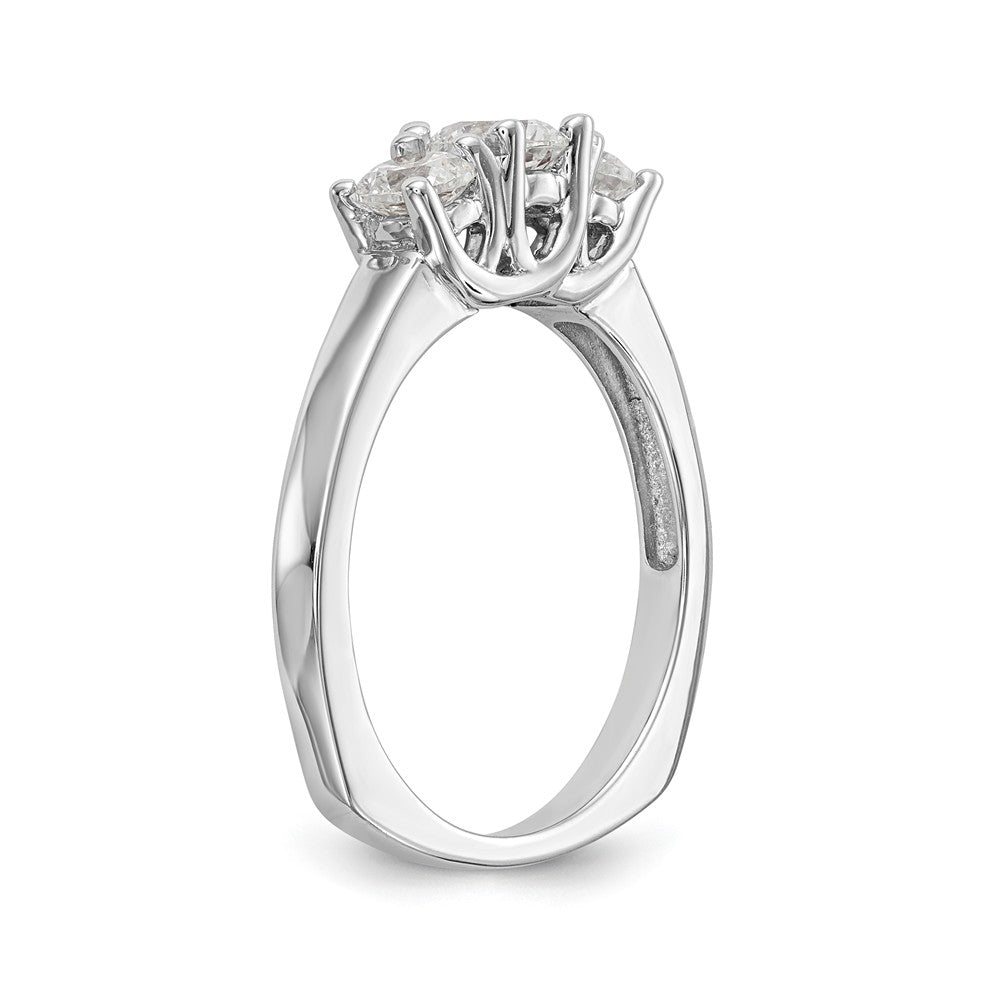 14K White Gold 3-Stone (Holds 1/2 carat (4.7mm) Round Center) Includes 2-4.00mm Round Side Diamonds Semi-Mount Engagement Ring