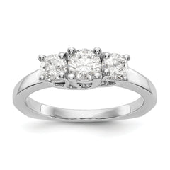 14K White Gold 3-Stone (Holds 1/2 carat (4.7mm) Round Center) Includes 2-4.00mm Round Side Diamonds Semi-Mount Engagement Ring