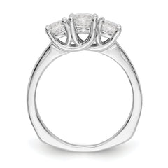 14K White Gold 3-Stone (Holds 1/2 carat (5.2mm) Round Center) Includes 2-4.5mm Round Side Diamonds Semi-Mount Engagement Ring