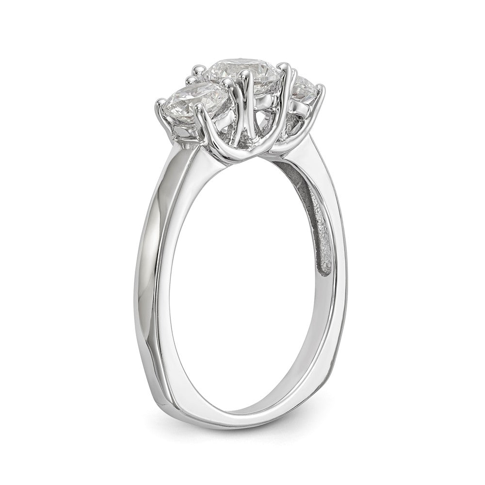 14K White Gold 3-Stone (Holds 1/2 carat (5.2mm) Round Center) Includes 2-4.5mm Round Side Diamonds Semi-Mount Engagement Ring