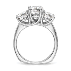 14K White Gold 3-Stone (Holds 1 carat (6.5mm) Round Center) Includes 2-5.00mm Round Side Diamonds Semi-Mount Engagement Ring