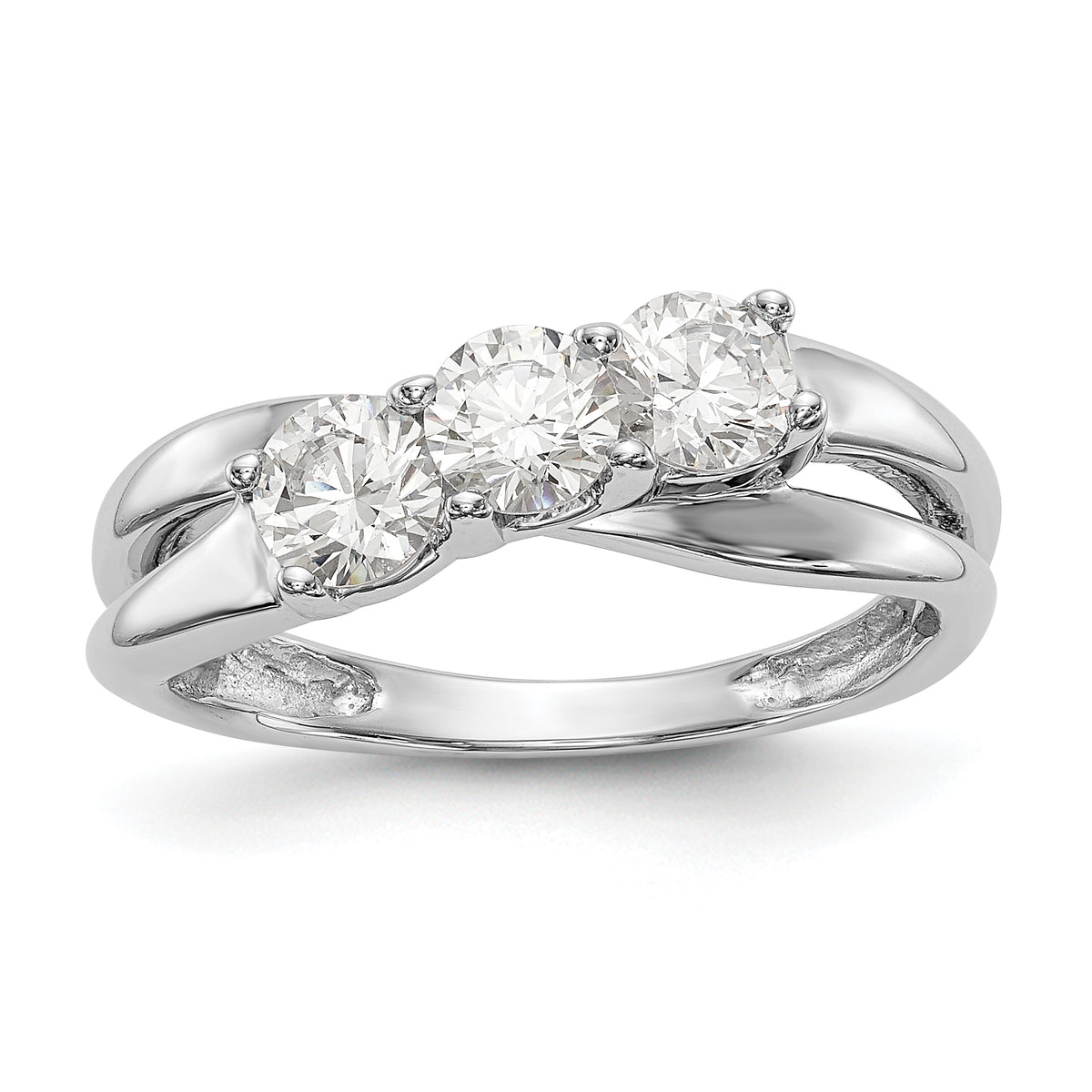 14K White Gold 3-Stone Diamond Engagement Ring