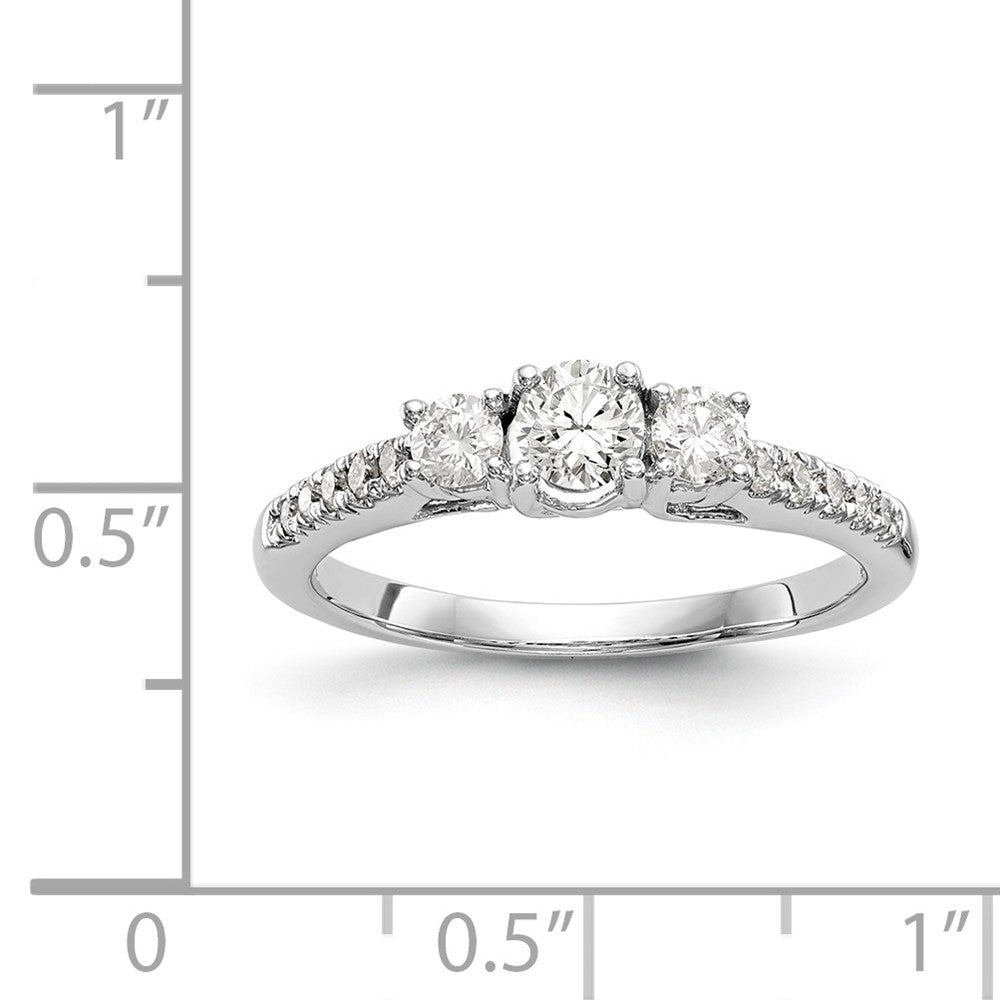 14K White Gold 3-Stone Diamond Semi-Mount Engagement Ring