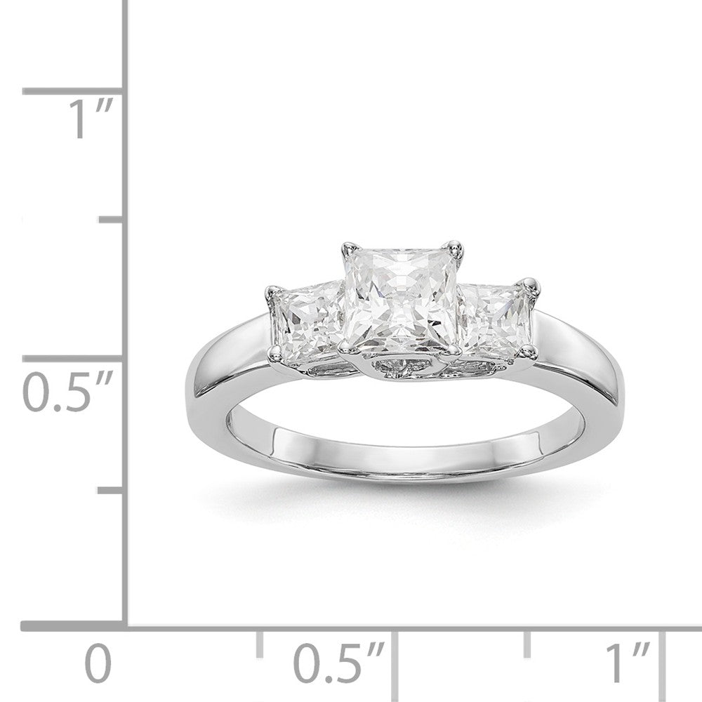 14K White Gold 3-Stone Diamond Semi-Mount Engagement Ring