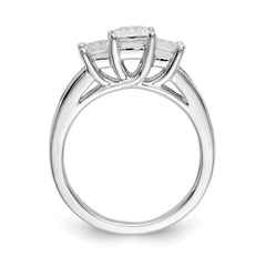 14K White Gold 3-Stone Plus (Holds 3/4 carat (4.9mm) Princess Center and (2-4.0mm) Princess Sides) Diamond Semi-Mount Engagement Ring