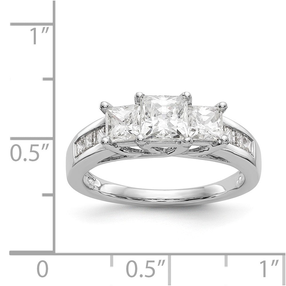 14K White Gold 3-Stone Diamond Semi-Mount Engagement Ring