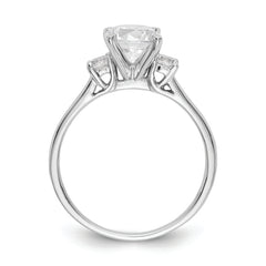 14K White Gold 3-Stone Peg Set Center Semi-mount Diamond Engagement Ring