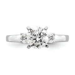 14K White Gold 3-Stone Peg Set Center Semi-mount Diamond Engagement Ring