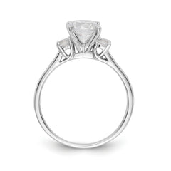 14K White Gold 3-Stone Peg Set Center Semi-mount Diamond Engagement Ring