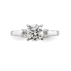 14K White Gold 3-Stone Peg Set Center Semi-mount Diamond Engagement Ring