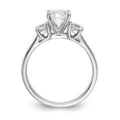 14K White Gold 3-Stone Peg Set Center Semi-mount Diamond Engagement Ring