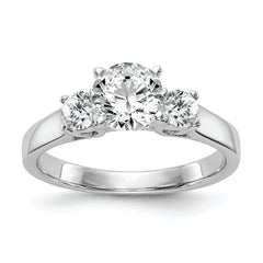 14K White Gold 3-Stone Peg Set Center Semi-mount Diamond Engagement Ring