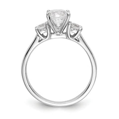 14K White Gold 3-Stone Peg Set Center Semi-mount Diamond Engagement Ring