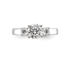 14K White Gold 3-Stone Peg Set Center Semi-mount Diamond Engagement Ring