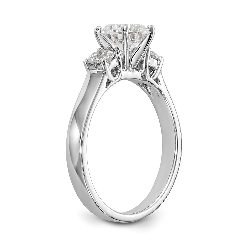 14K White Gold 3-Stone Peg Set Center Semi-mount Diamond Engagement Ring