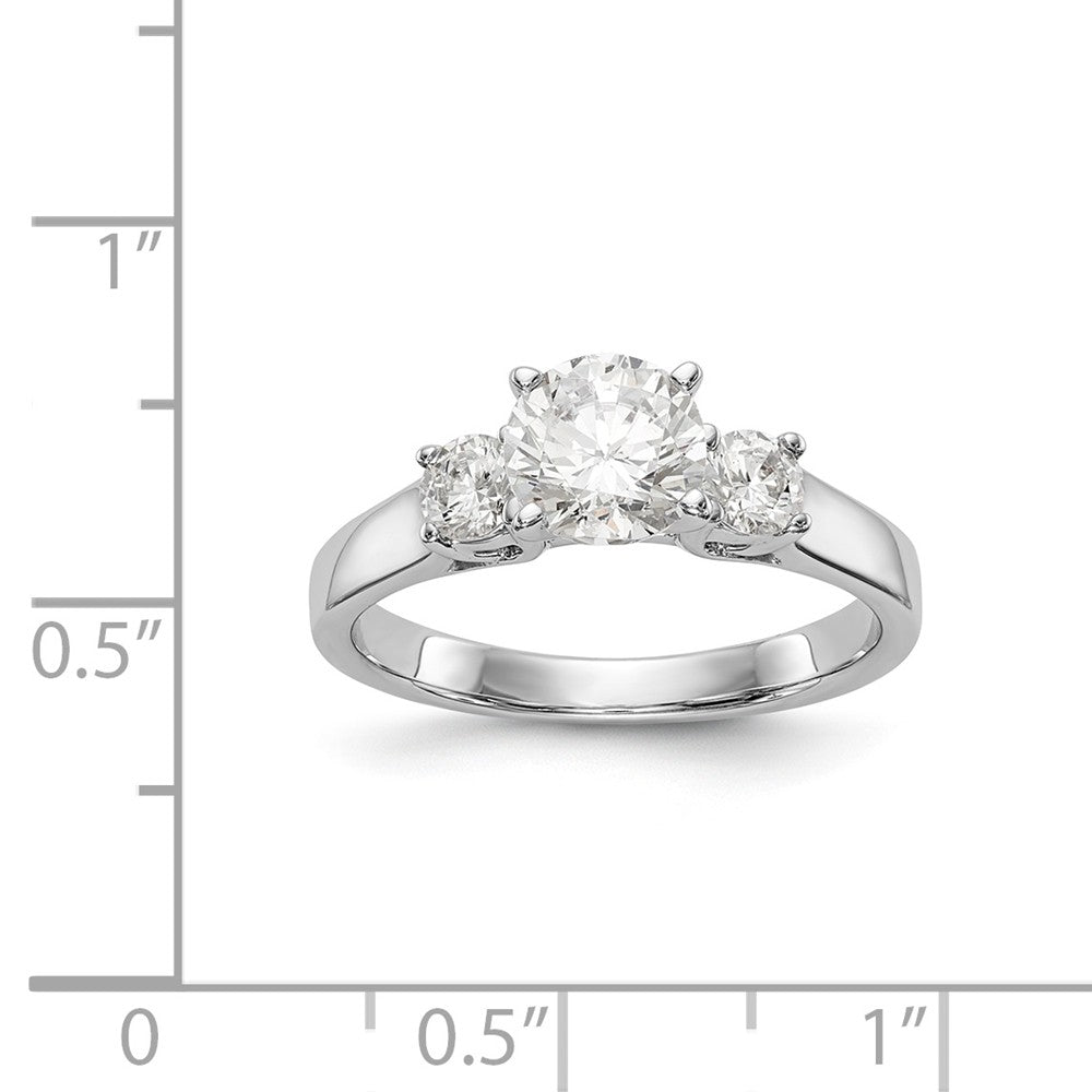 14K White Gold 3-Stone Diamond Peg Set Engagement Ring