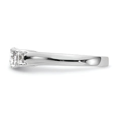 14K White Gold 3-Stone Peg Set Center Semi-mount Diamond Engagement Ring