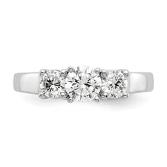 14K White Gold 3-Stone Peg Set Center Semi-mount Diamond Engagement Ring