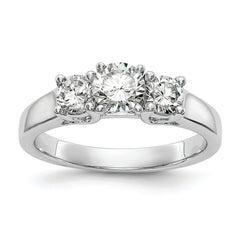 14K White Gold 3-Stone Peg Set Center Semi-mount Diamond Engagement Ring