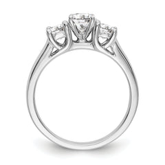 14K White Gold 3-Stone Peg Set Center Semi-mount Diamond Engagement Ring