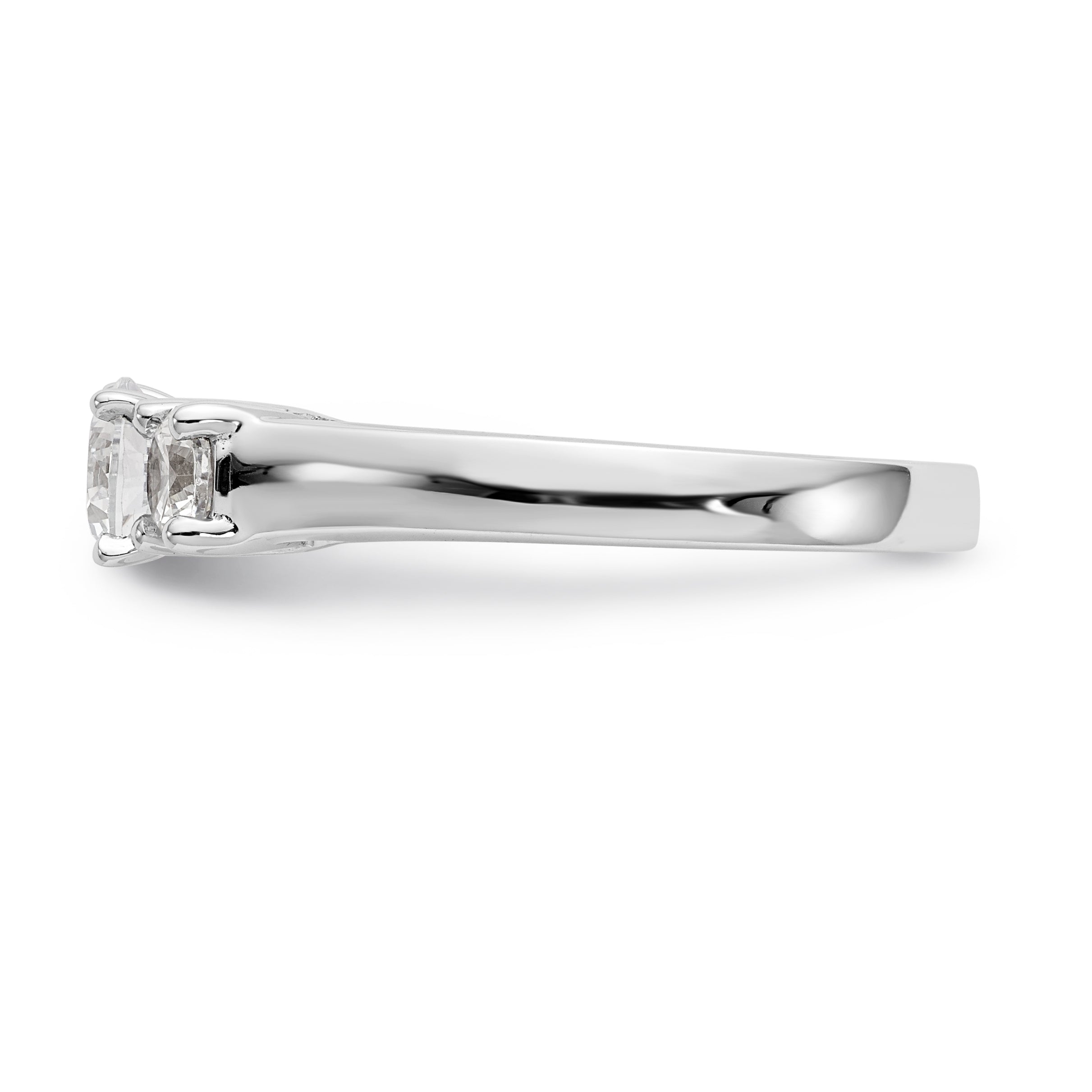 14K White Gold 3-Stone Peg Set Center Semi-mount Diamond Engagement Ring