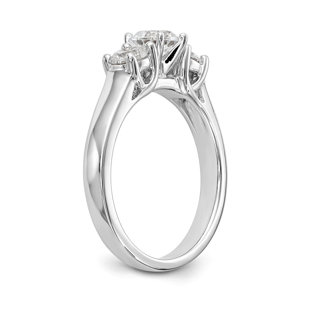 14K White Gold 3-Stone Peg Set Center Semi-mount Diamond Engagement Ring