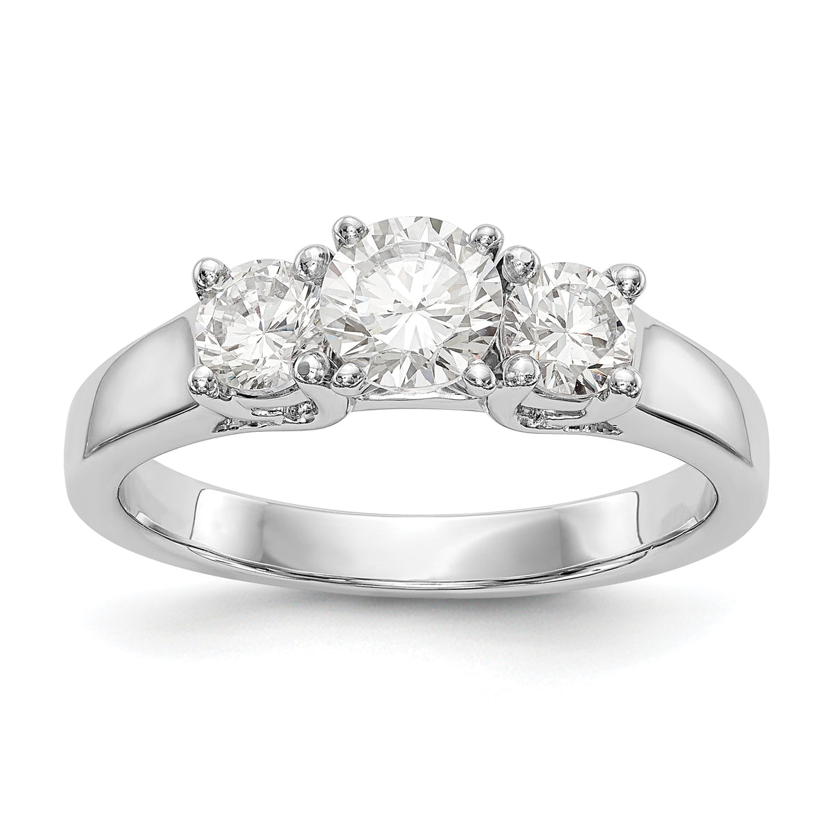 14K White Gold 3-Stone Peg Set Center Semi-mount Diamond Engagement Ring