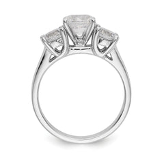 14K White Gold 3-Stone Peg Set Center Semi-mount Diamond Engagement Ring