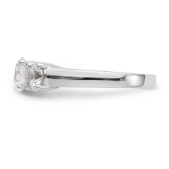 14K White Gold 3-Stone Peg Set Center Semi-mount Diamond Engagement Ring