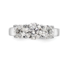 14K White Gold 3-Stone Peg Set Center Semi-mount Diamond Engagement Ring