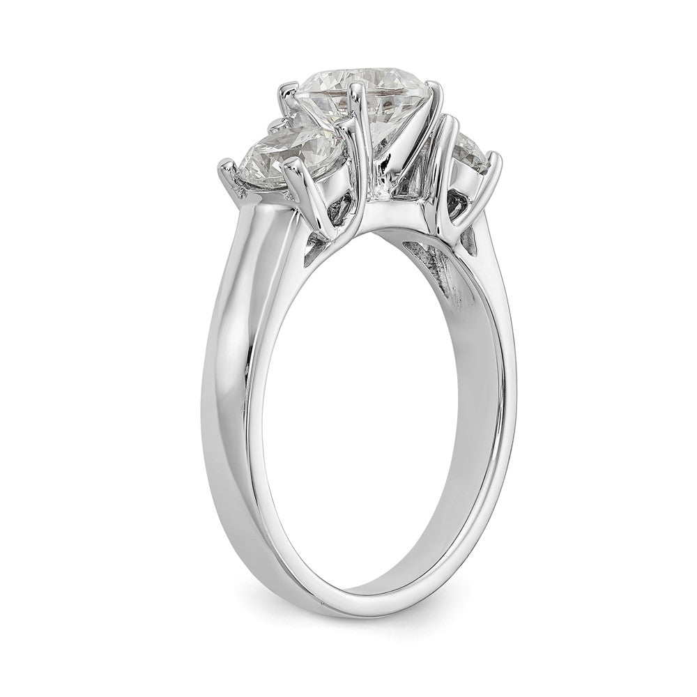 14K White Gold 3-Stone Peg Set Center Semi-mount Diamond Engagement Ring