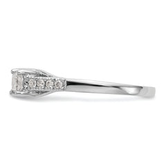 14K White Gold 3-Stone Plus Peg Set Center Princess Diamond Semi-mount Engagement Ring