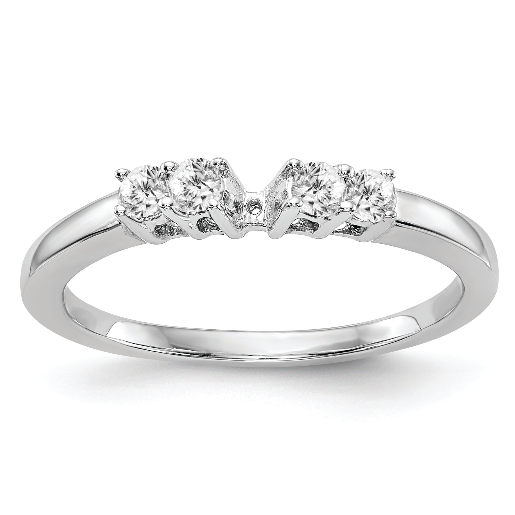 14K White Gold 5-Stone Peg Set Center Semi-mount Diamond Engagement Ring