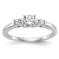 14K White Gold 5-Stone Peg Set Center Semi-mount Diamond Engagement Ring