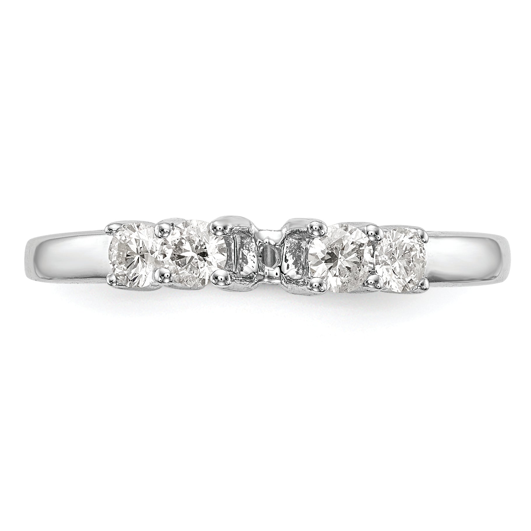 14K White Gold 5-Stone Peg Set Center Semi-mount Diamond Engagement Ring