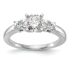 14K White Gold 5-Stone Peg Set Center Semi-mount Diamond Engagement Ring