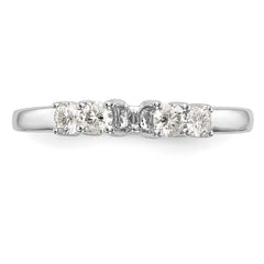 14K White Gold 5-Stone Peg Set Center Semi-mount Diamond Engagement Ring