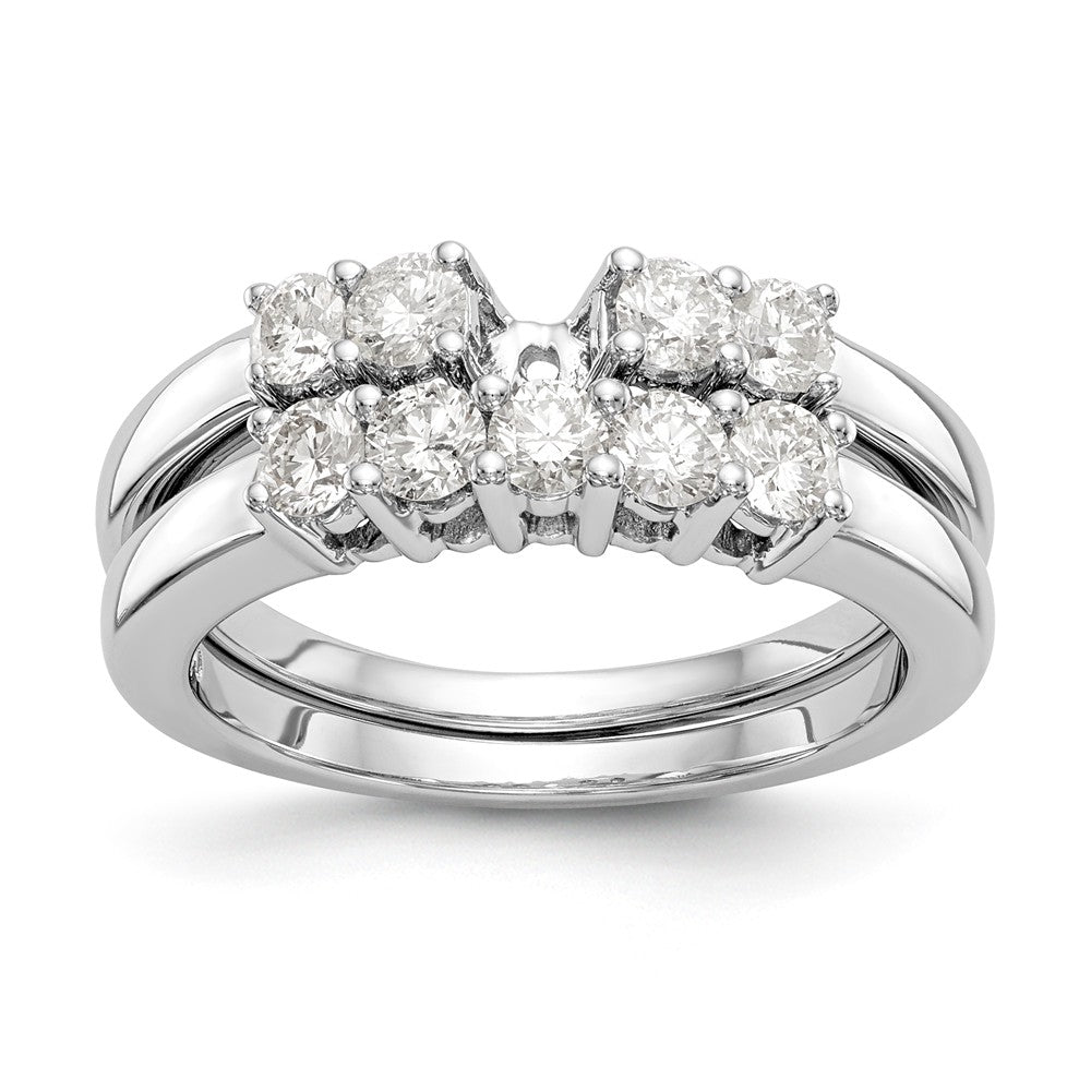 14K White Gold 5-Stone Diamond Peg Set Engagement Ring