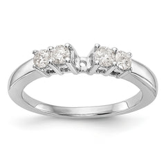 14K White Gold 5-Stone Peg Set Center Semi-mount Diamond Engagement Ring