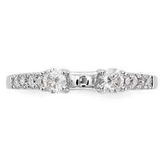 14K White Gold 3-Stone Plus Peg Set Center Diamond Semi-mount Engagement Ring